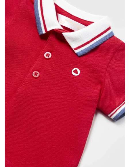 Polo de manga corta en algodón para recién nacido