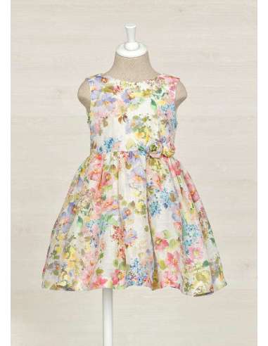 Vestido de lino con estampado de flores.