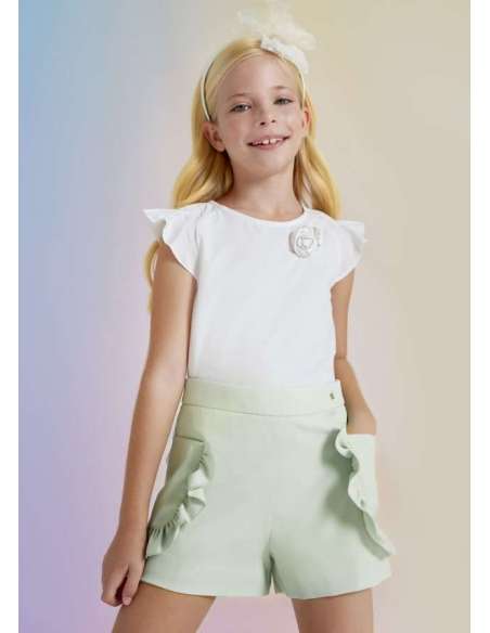 BERMUDA CREPE VOLANTES NIÑA