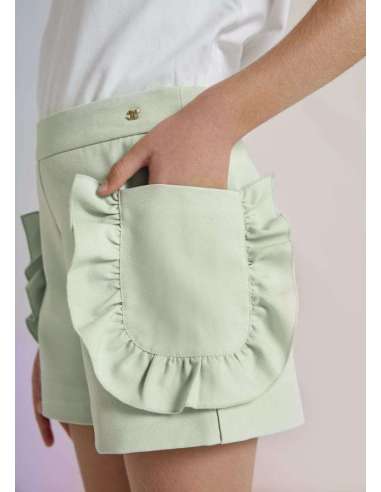 BERMUDA CREPE VOLANTES NIÑA