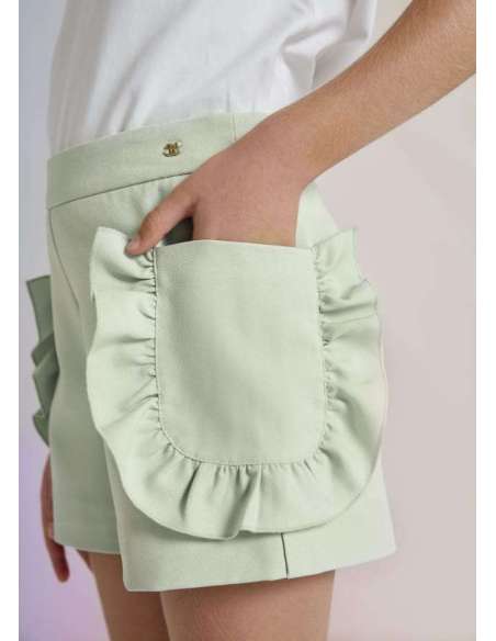 BERMUDA CREPE VOLANTES NIÑA