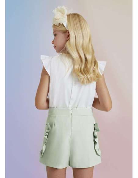 BERMUDA CREPE VOLANTES NIÑA