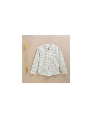 Camisa niño cuadros verde y blanco