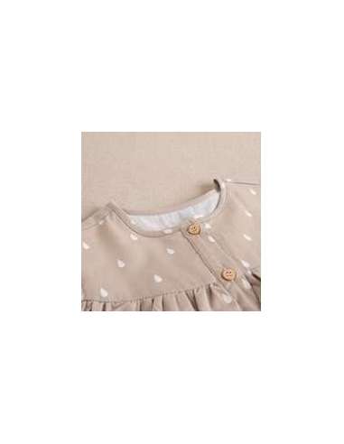 Vestido niña beige con gotas de agua blancas