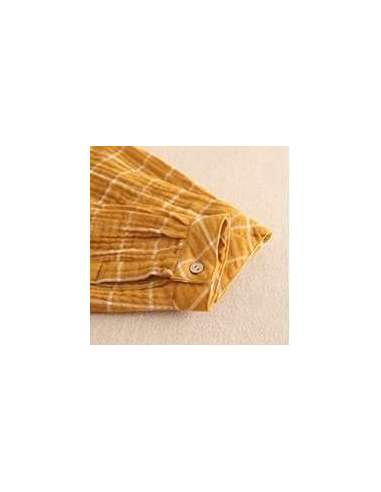 Camisa de niño de cuadros mostaza y blanco cuello clásico