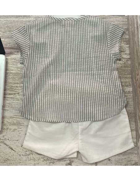 camisa manga corta + pantalon lino