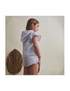 Blusa de niña con capucha rayas blancas y azules