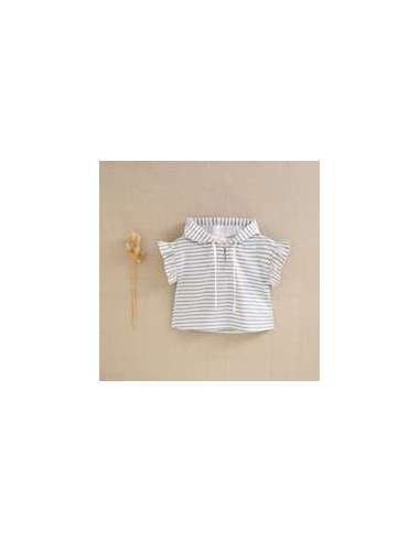 Blusa de niña con capucha rayas blancas y azules
