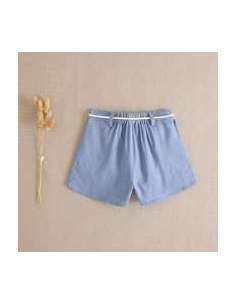 Short de niña azul lavado con cordón crudo 2