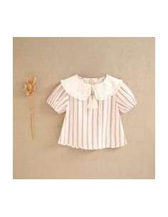 Blusa de niña blanca con rayas rojas 2