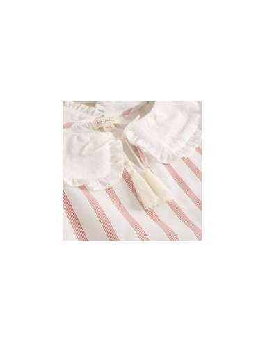 Blusa de niña blanca con rayas rojas