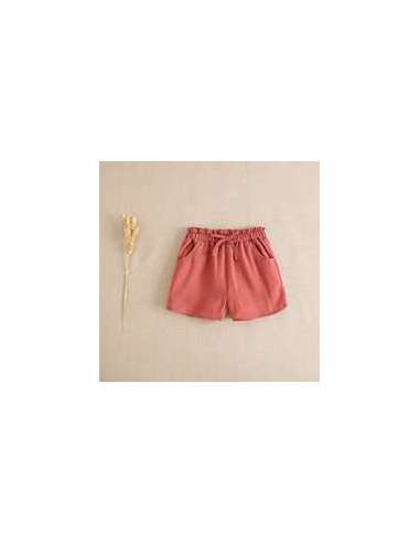 Short de niña color coral con cintura elástica
