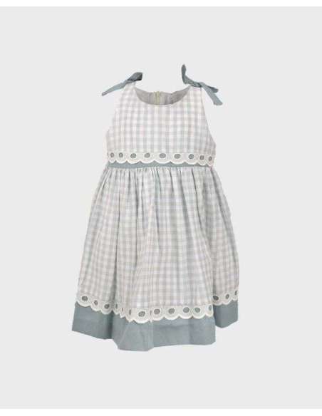 vestido niña pequeño vichy verde agua