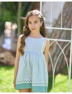 vestido niña vichy verde agua
