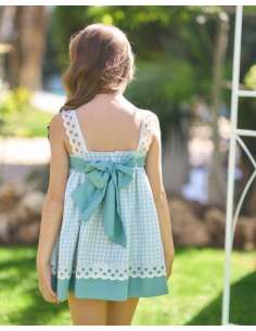 vestido niña vichy verde agua 2