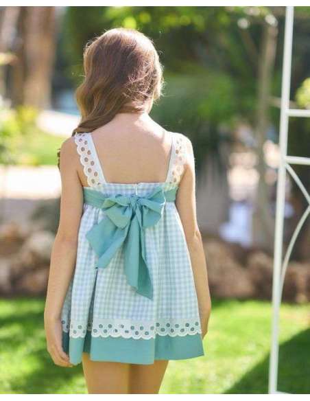 vestido niña vichy verde agua