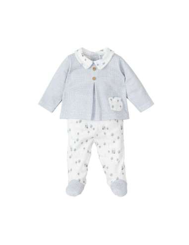 CONJUNTO POLAINA BEBE DE NIÑO CON ARBOLES Y CASITAS ALERCE