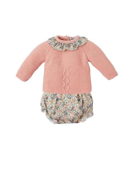 CONJUNTO DE BEBÉ NIÑA DE PUNTO EBANO