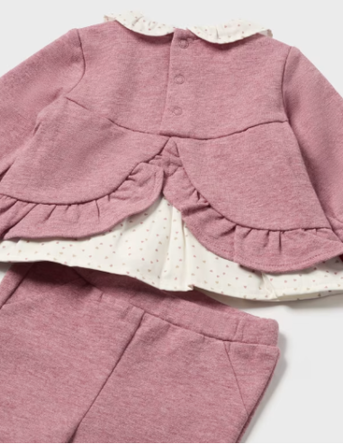 Conjunto pantalón y sudadera volante recién nacida