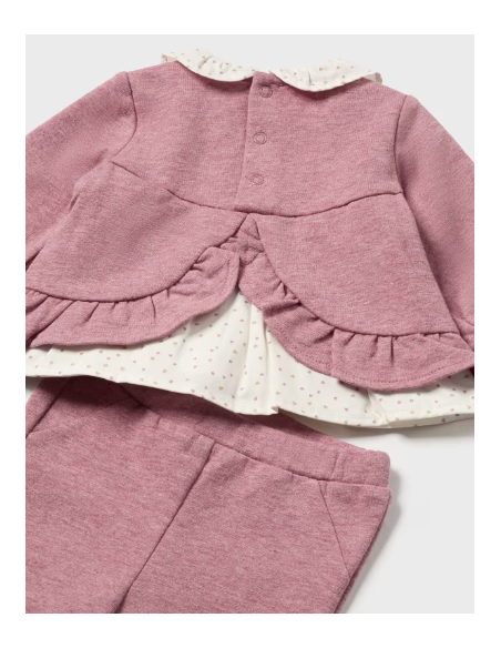 Conjunto pantalón y sudadera volante recién nacida