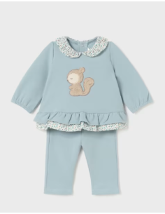 Conjunto pantalón y sudadera volante recién nacida polar