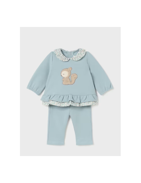 Conjunto pantalón y sudadera volante recién nacida polar