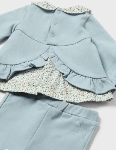 Conjunto pantalón y sudadera volante recién nacida polar