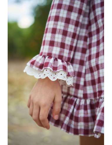 VESTIDO BEBE VICHY BURDEOS
