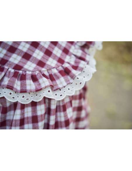 VESTIDO BEBE VICHY BURDEOS