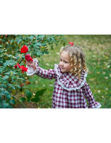 VESTIDO BEBE VICHY BURDEOS