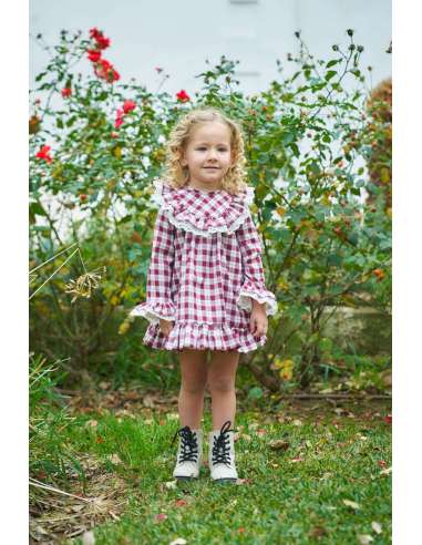 VESTIDO BEBE VICHY BURDEOS