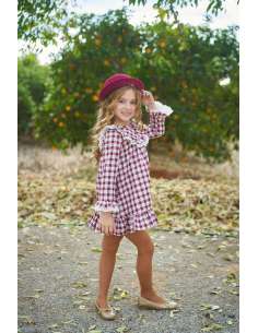 VESTIDO NIÑA VICHY BURDEOS