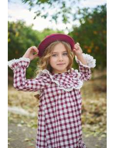 VESTIDO NIÑA VICHY BURDEOS 2