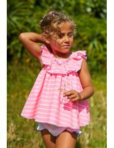 VESTIDO VOLANTE RAYAS NEÓN