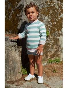 BOMBACHO NIÑO+MANGA LARGA VICHY AZUL Y ROSA