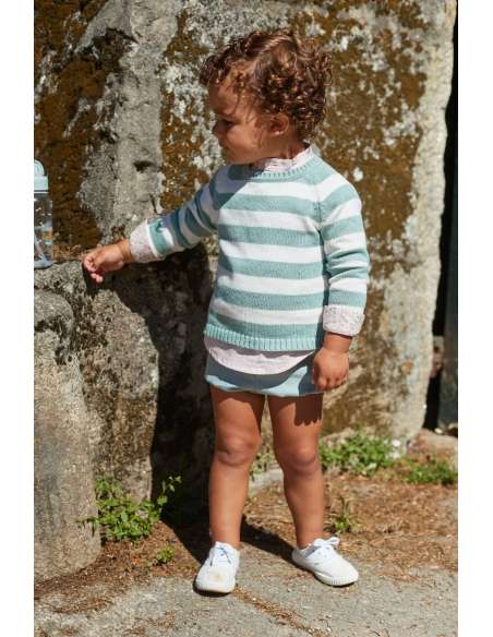 BOMBACHO NIÑO+MANGA LARGA VICHY AZUL Y ROSA