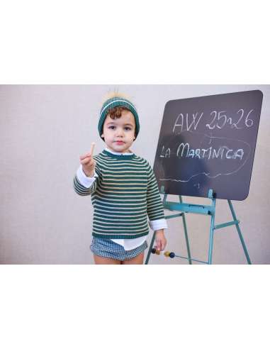 JERSEY RAYAS VERDE/CAMEL PETIT & FLOWER