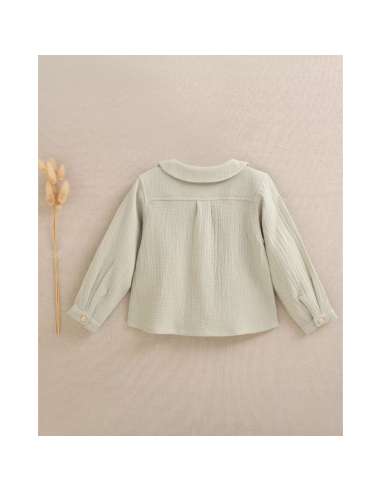 Camisa de bebé niño de muselina color verde