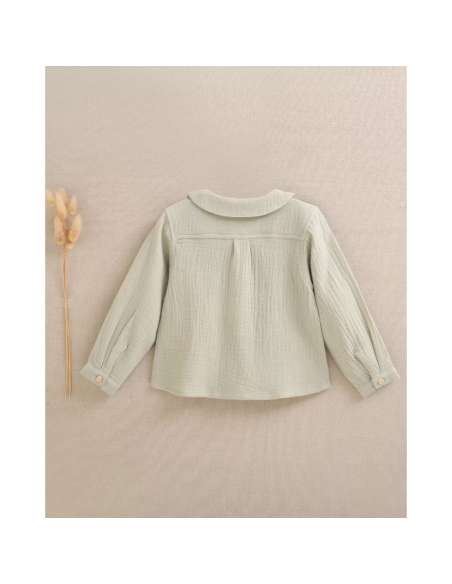 Camisa de bebé niño de muselina color verde