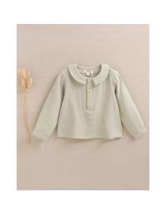 Camisa de bebé niño de muselina color verde