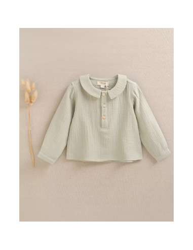 Camisa de bebé niño de muselina color verde