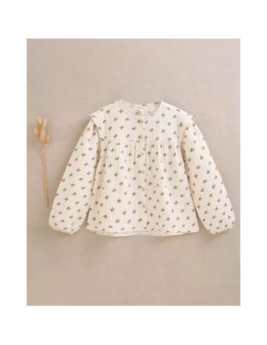Blusa de niña beige con estampado floral