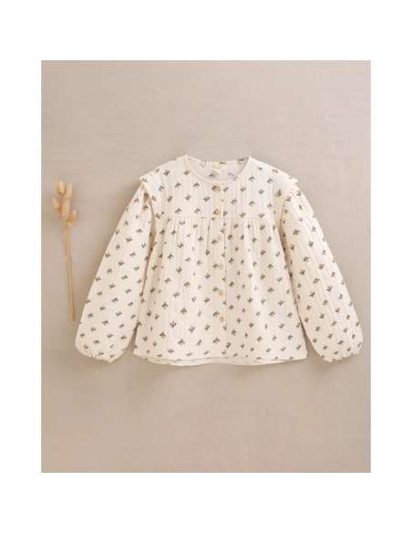 Blusa de niña beige con estampado floral