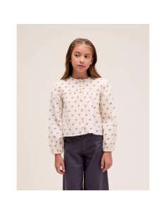 Blusa de niña beige con estampado floral