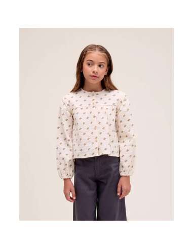 Blusa de niña beige con estampado floral