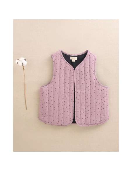 Chaleco de niña teen morado con estampado de estrellas