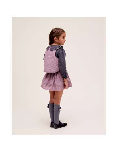 Falda corta de niña morada con estampado de estrellas