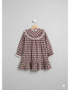 VESTIDO NIÑA VICHY BURDEOS